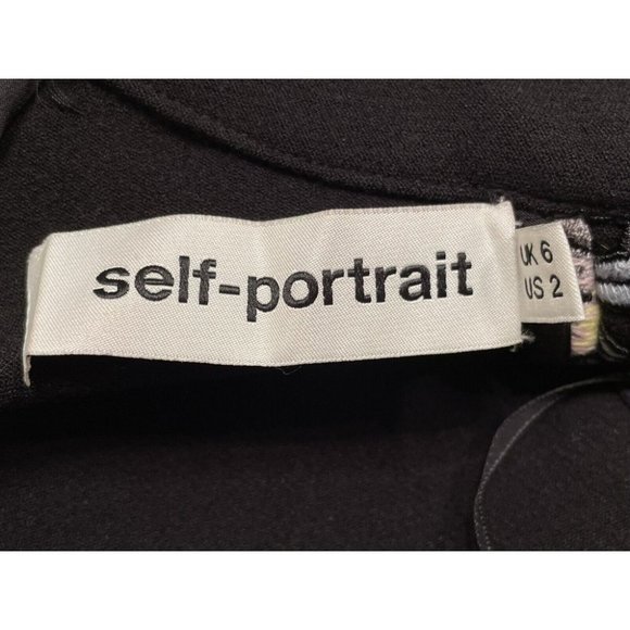 SELF-PORTRAIT Fit & Flare Dress Size UK 6 / US 2 Blue Peony Lace Stand Collar - Picture 8 of 8